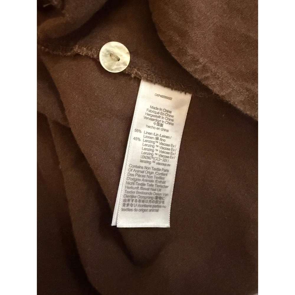 Madewell Brown Linen Blend Button Front Short Sleeve Mini Dress Size 6 - Picture 7 of 7